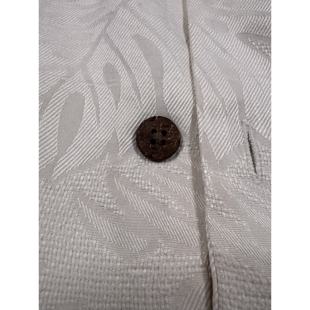 Tommy Bahama Shirt Mens L 100% Silk Ivory Tropical Jacquard Hawaiian Camp - Picture 3 of 7